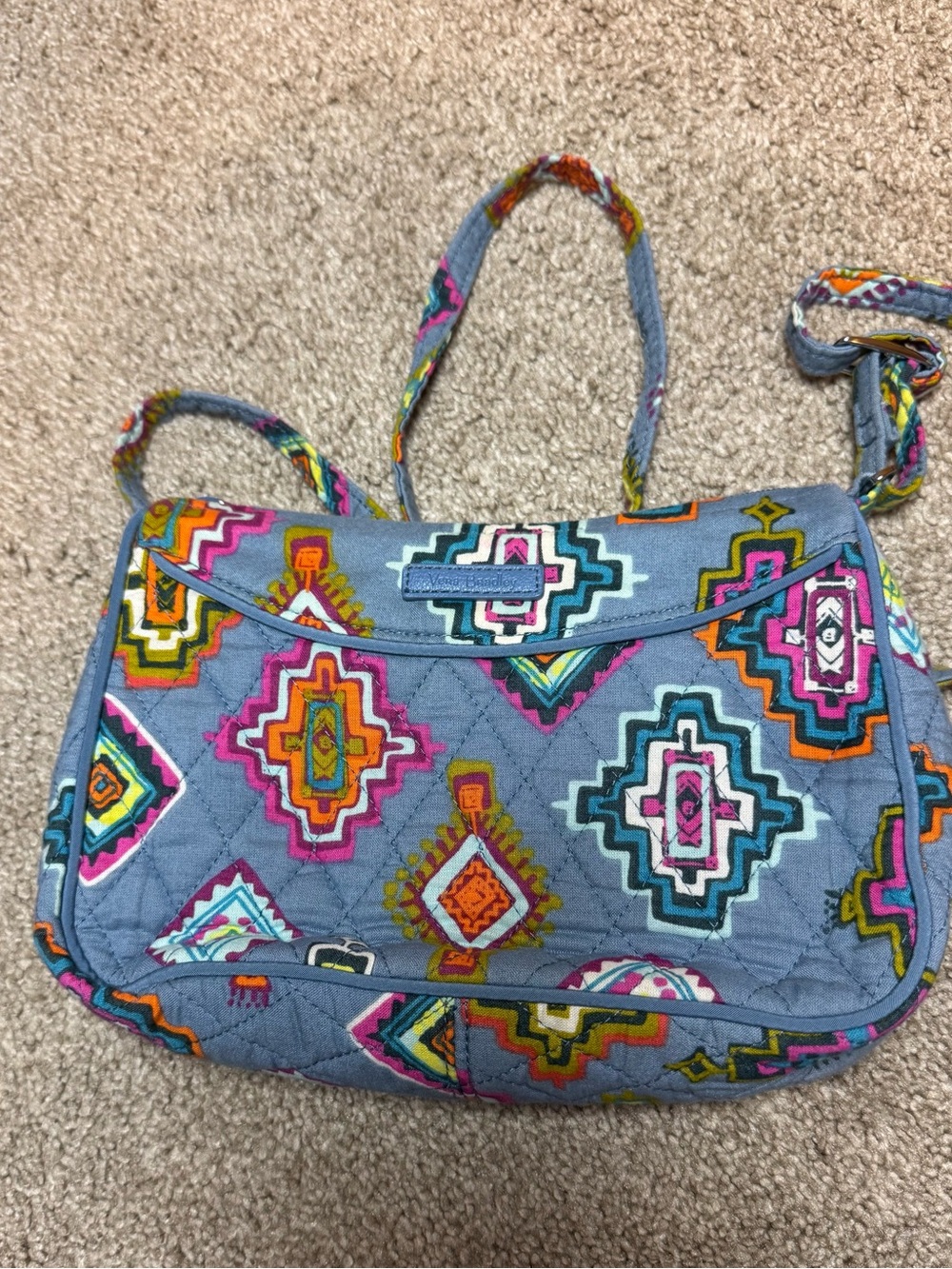 Vera Bradley Quilted Light Blue Crossbody with Medallion Pattern